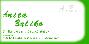 anita baliko business card